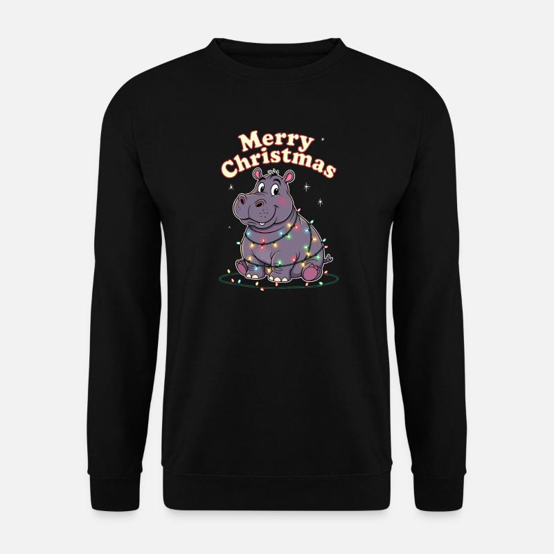 Hippopotames du Zoo de Noël d’Afrique Joyeux Noël - Sweat-shirt Unisexe - noir