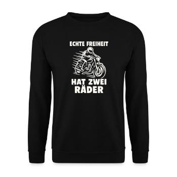 Real freedom has two wheels - Unisex Sweatshirt - black - Front - Alina (178cm) & Michal (187cm)