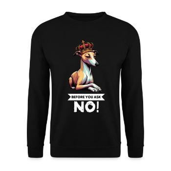 Avant de demander Whippet Lévrier Whippets Lévriers - Sweat-shirt Unisexe - noir - Devant - Alina (178cm) & Michal (187cm)