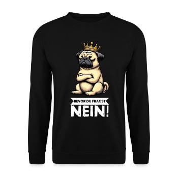 Bevor Du Fragst Mops Möpse Mopsbesitzer Mopshalter - Unisex Pullover - Schwarz - Vorne - Alina (178cm) & Michal (187cm)