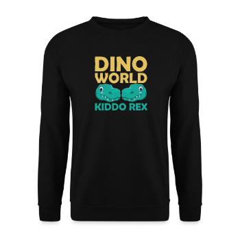 Dino World Kiddo Rex - Unisex Pullover - Schwarz - Vorne - Alina (178cm) & Michal (187cm)