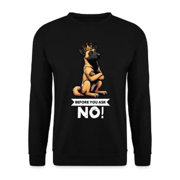Avant de demander au chien berger belge Malinois - Sweat-shirt Unisexe - noir - Devant - Alina (178cm) & Michal (187cm)