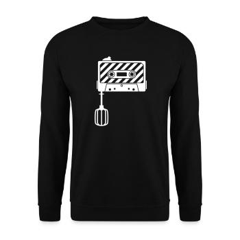 Mixtape vs. Mixer – Retro DJ Music Cassette  - Unisex Pullover - Schwarz - Vorne - Alina (178cm) & Michal (187cm)
