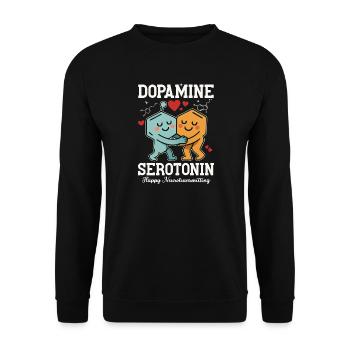 Conception d’un câlin à la dopamine et sérotonine - Sweat-shirt Unisexe - noir - Devant - Alina (178cm) & Michal (187cm)
