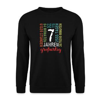Great for 7 years - birthday seven 7. - Unisex Sweatshirt - black - Front - Alina (178cm) & Michal (187cm)