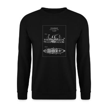 Dampfschiff Blueprint Dampfschiff - Unisex Pullover - Schwarz - Vorne - Alina (178cm) & Michal (187cm)