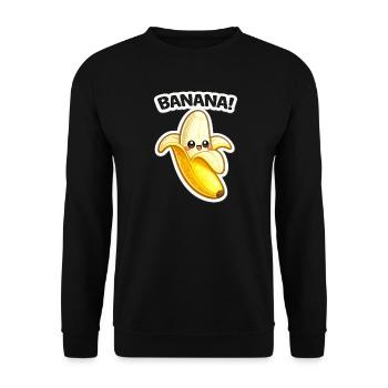 Impression de banane dessinée Kawaii - Sweat-shirt Unisexe - noir - Devant - Alina (178cm) & Michal (187cm)