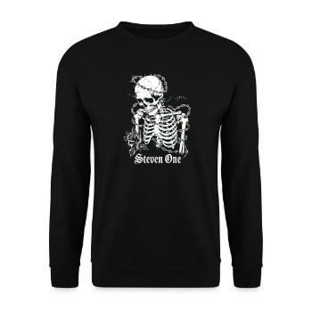 Skeleton with chain and flower - Unisex Sweatshirt - black - Front - Alina (178cm) & Michal (187cm)