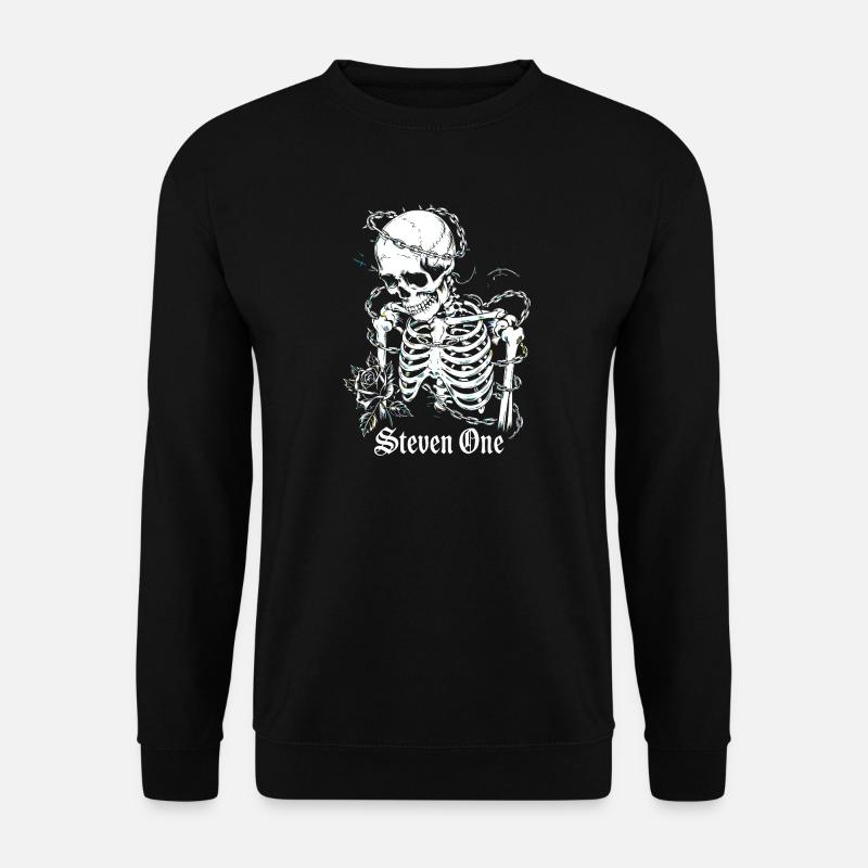 Skeleton with chain and flower - Unisex Sweatshirt - black
