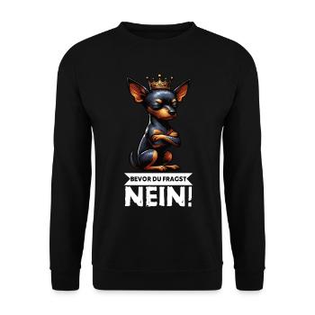 Before you ask Miniature Pinscher Pinscher Pinscher Fan - Unisex Sweatshirt - black - Front - Alina (178cm) & Michal (187cm)