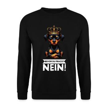 Before you ask Miniature Pinscher Pinscher Pinscher Fan - Unisex Sweatshirt - black - Front - Alina (178cm) & Michal (187cm)
