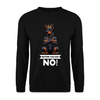 Avant de demander à Dobermann, Dobermannbesitzer - Sweat-shirt Unisexe - noir - Devant - Alina (178cm) & Michal (187cm)