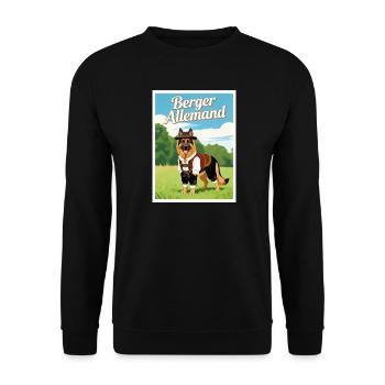 Deutscher Schäferhund in bayerischer Tracht - Unisex Pullover - Schwarz - Vorne - Alina (178cm) & Michal (187cm)