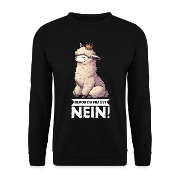 Before you ask No Alpaca llama alpaca owner - Unisex Sweatshirt - black - Front - Alina (178cm) & Michal (187cm)