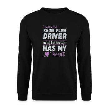 Snow Plow Driver Has My Heart - Romantic Wife Gift - Unisex Sweatshirt - black - Front - Alina (178cm) & Michal (187cm)