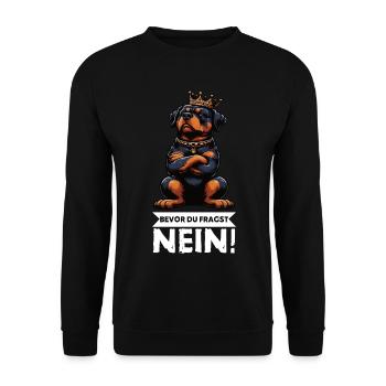 Avant que vous ne demandiez, pas de Rottweiler propriétaire de rottweiler - Sweat-shirt Unisexe - noir - Devant - Alina (178cm) & Michal (187cm)