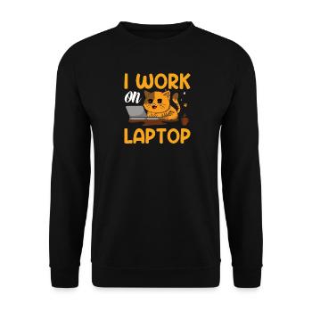 Cat work on laptop - Unisex Sweatshirt - black - Front - Alina (178cm) & Michal (187cm)