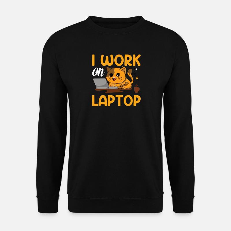 Cat work on laptop - Unisex Sweatshirt - black