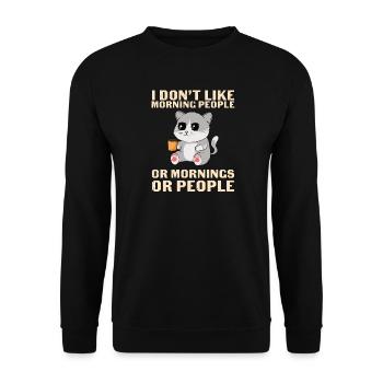 Don´t like morning people cat - Unisex Pullover - Schwarz - Vorne - Alina (178cm) & Michal (187cm)