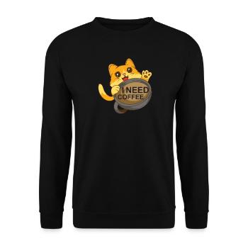 Le chat a besoin de café - Sweat-shirt Unisexe - noir - Devant - Alina (178cm) & Michal (187cm)