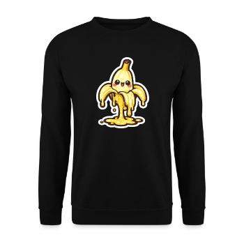 Kawaii Banana Hero Melting Yellow Scene - Unisex Sweatshirt - black - Front - Alina (178cm) & Michal (187cm)
