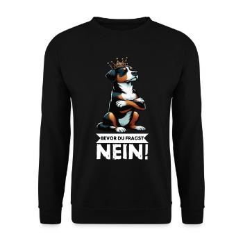 Before you ask: No Appenzeller Mountain Dog - Unisex Sweatshirt - black - Front - Alina (178cm) & Michal (187cm)