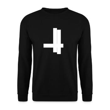 Minimalist Cross Shape Graphic - Unisex Sweatshirt - black - Front - Alina (178cm) & Michal (187cm)