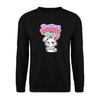 Face de lapin au repos à Pâques disant drôle - Sweat-shirt Unisexe - noir - Devant - Alina (178cm) & Michal (187cm)