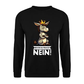 Before you ask No Donkey Donkey Donkey Donkey Holder - Unisex Sweatshirt - black - Front - Alina (178cm) & Michal (187cm)