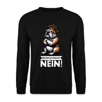 Before you ask No English Bulldog Bully - Unisex Sweatshirt - black - Front - Alina (178cm) & Michal (187cm)