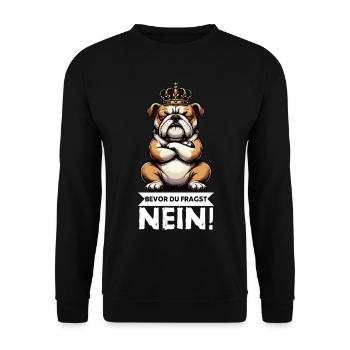 Before you ask No English Bulldog Bully - Unisex Sweatshirt - black - Front - Alina (178cm) & Michal (187cm)