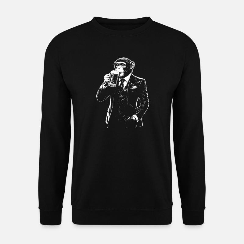 Suited Monkey Sipping Beer - Unisex Sweatshirt - black