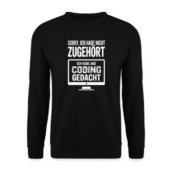 Coding Gedacht: Nicht Zuhören Meme - Unisex Pullover - Schwarz - Vorne - Alina (178cm) & Michal (187cm)