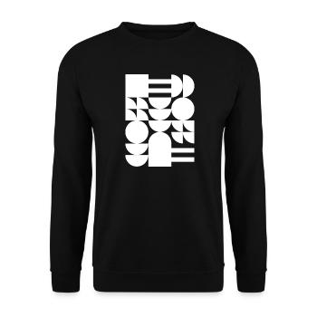 Monochromes geometrisches Mosaik - Unisex Pullover - Schwarz - Vorne - Alina (178cm) & Michal (187cm)