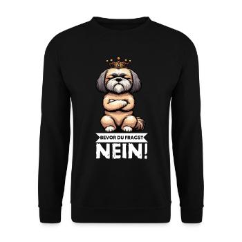 Bevor Du Fragst Nein Shih tzu Shih tzus Shih  - Unisex Pullover - Schwarz - Vorne - Alina (178cm) & Michal (187cm)