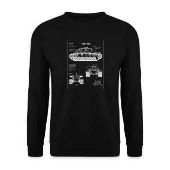 Panzer Bauplan von 1915 - Unisex Pullover - Schwarz - Vorne - Alina (178cm) & Michal (187cm)