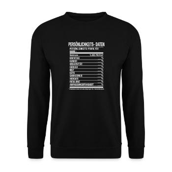 Individualisierbares Design – siehe Designdetails - Unisex Pullover - Schwarz - Vorne - Alina (178cm) & Michal (187cm)