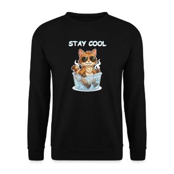 Eisbad Kätzchen Cool Bleiben - Unisex Sweatshirt - black - Front - Alina (178cm) & Michal (187cm)