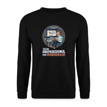 Ich bin Grafikdesigner, kein Wunderheiler - Unisex Pullover - Schwarz - Vorne - Alina (178cm) & Michal (187cm)