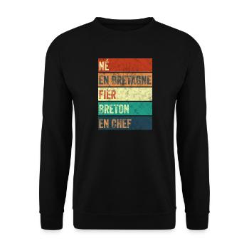 Né en Bretagne Fier Breton - Sweat-shirt Unisexe - noir - Devant - Alina (178cm) & Michal (187cm)