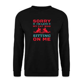 Sorry late cat sit on me - Sweat-shirt Unisexe - noir - Devant - Alina (178cm) & Michal (187cm)