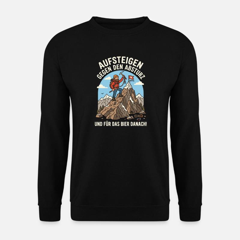 Bergsteiger gegen Abstieg Bier Danach - Unisex Pullover - Schwarz