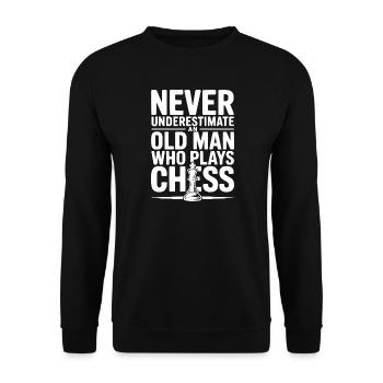 Ne sous-estimez jamais un vieil homme qui joue aux échecs - Sweat-shirt Unisexe - noir - Devant - Alina (178cm) & Michal (187cm)
