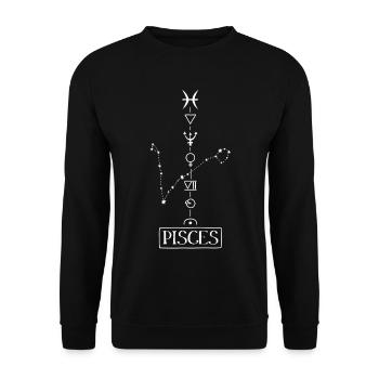Pisces - Fische Sternzeichen - weiss - Unisex Pullover - Schwarz - Vorne - Alina (178cm) & Michal (187cm)