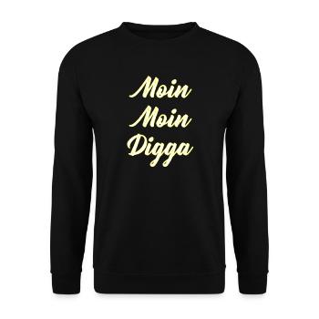 Moin Moin Digga Schriftzug - Unisex Pullover - Schwarz - Vorne - Alina (178cm) & Michal (187cm)