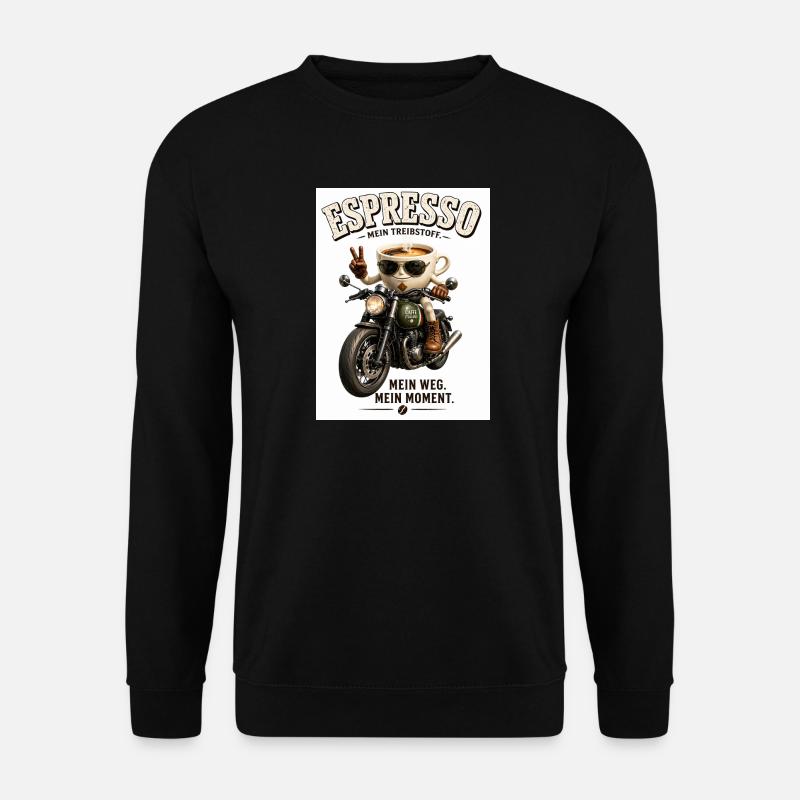 Espresso Motorrad-Motiv - Unisex Pullover - Schwarz