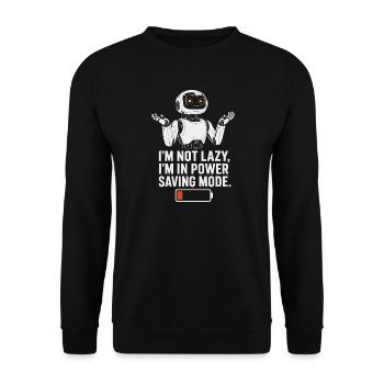 Energiesparmodus-Roboter - Unisex Pullover - Schwarz - Vorne - Alina (178cm) & Michal (187cm)