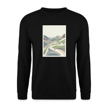 Alpe d'Huez — Radfahrer-Erinnerung - Unisex Pullover - Schwarz - Vorne - Alina (178cm) & Michal (187cm)
