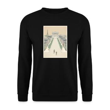 Pariser Ziel — Radfahrer-Erinnerung - Unisex Pullover - Schwarz - Vorne - Alina (178cm) & Michal (187cm)