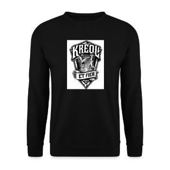 Kreol et Fier: Fierté et Combat 974 - Sweat-shirt Unisexe - noir - Devant - Alina (178cm) & Michal (187cm)
